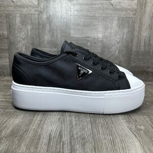 Guess Joezi Sneakers Womens 9.5 Black Platform Chunky Textile Lace Up NEW